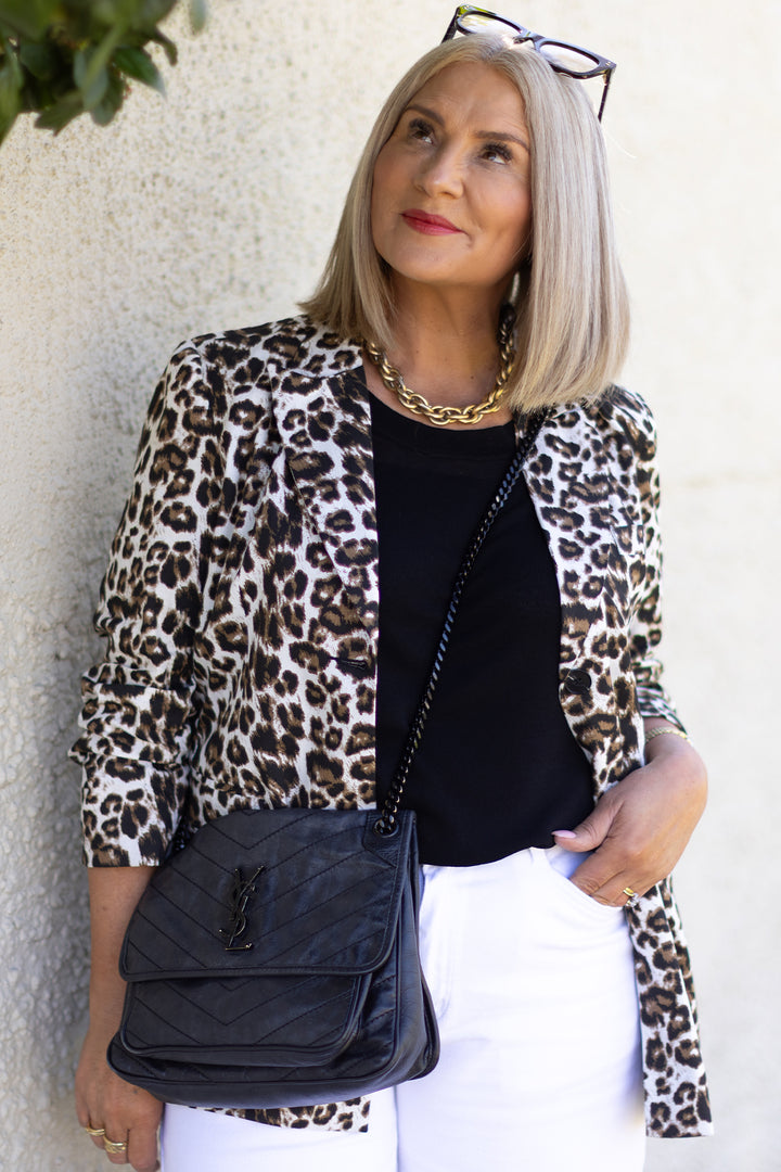 Sienna Leopard Blazer| WHITE