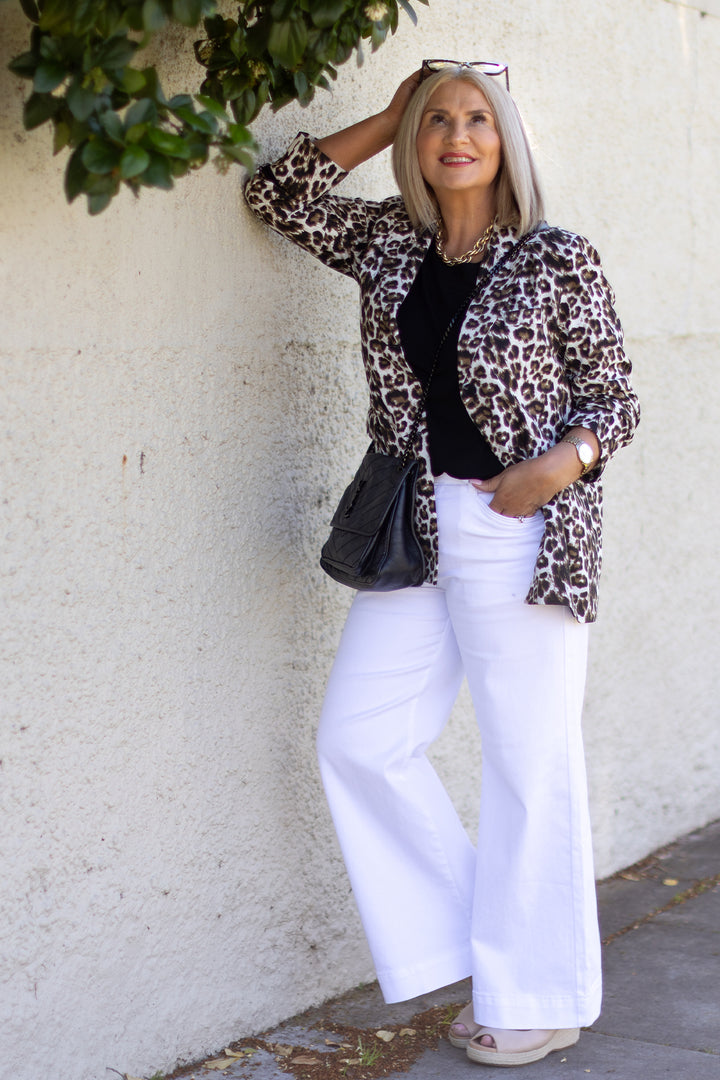Sienna Leopard Blazer| WHITE