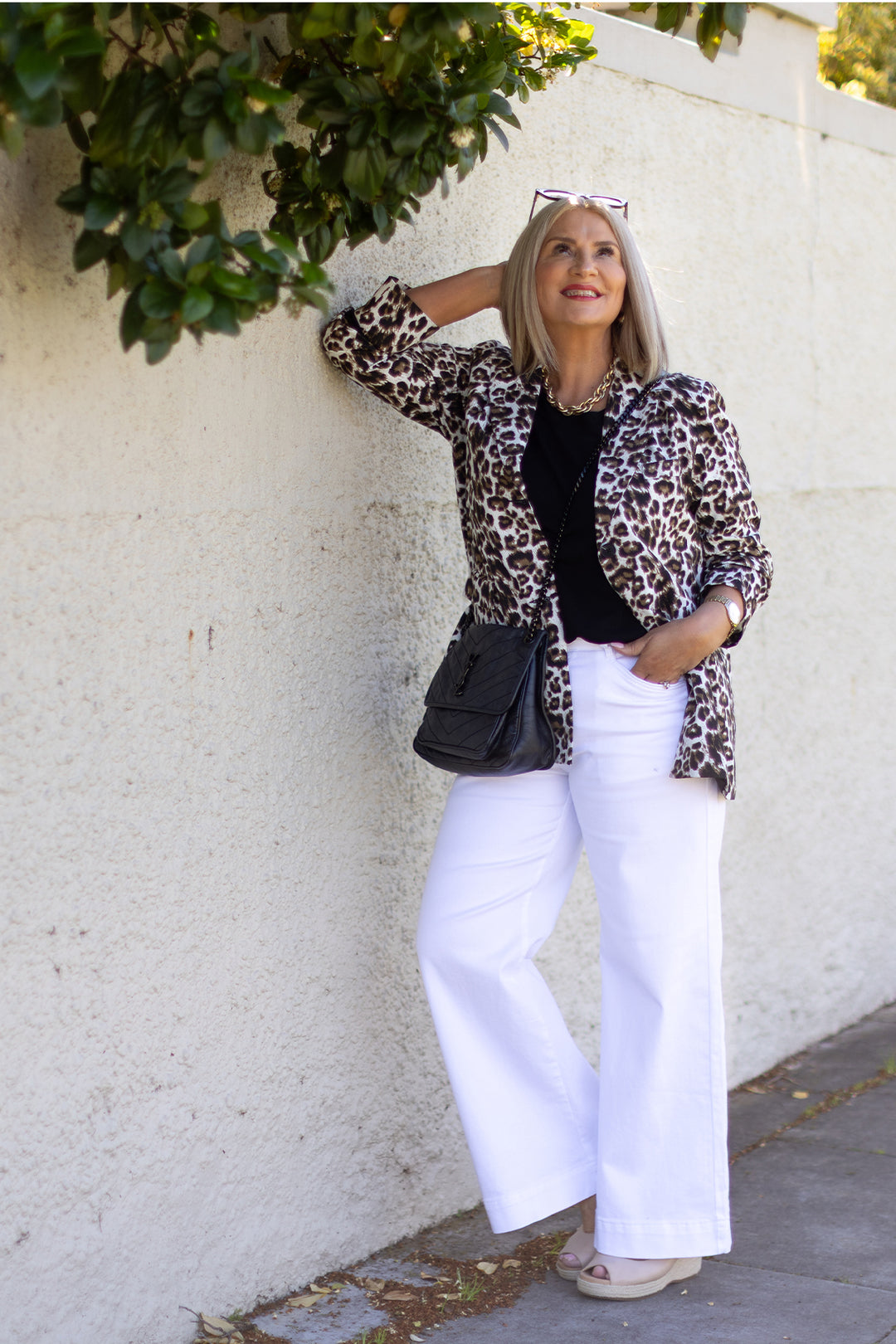 Sienna Leopard Blazer| WHITE