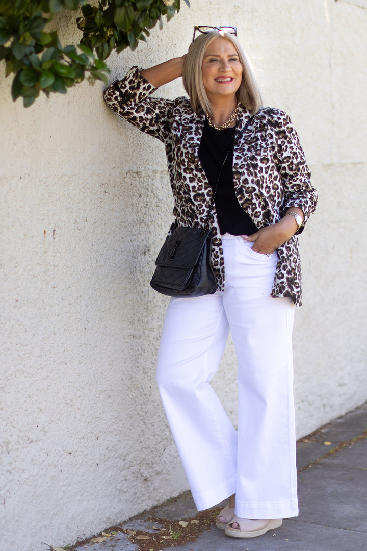 Sienna Leopard Blazer| WHITE