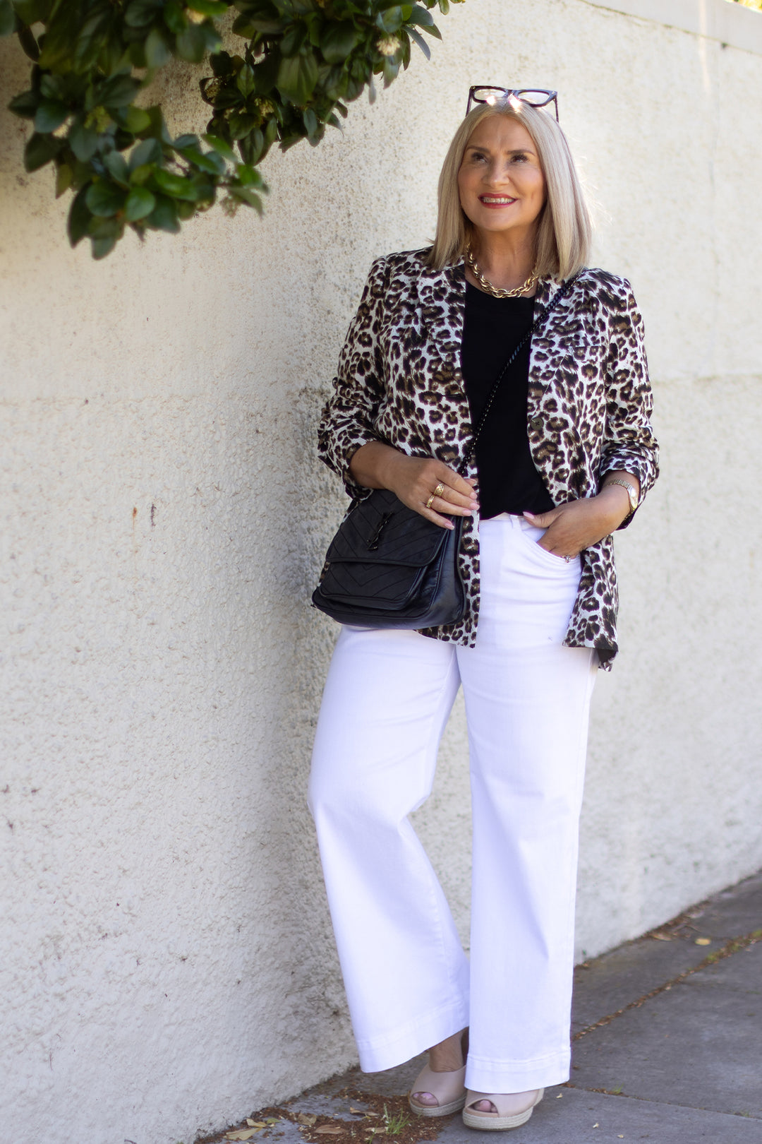 Sienna Leopard Blazer| WHITE