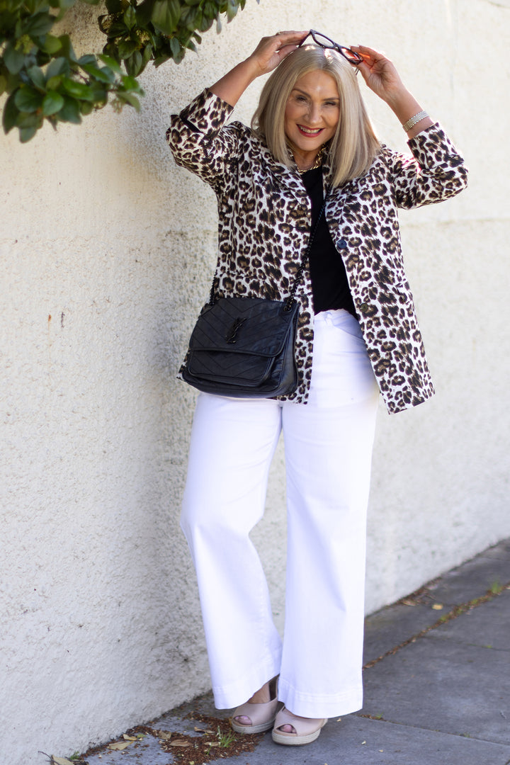 Sienna Leopard Blazer| WHITE