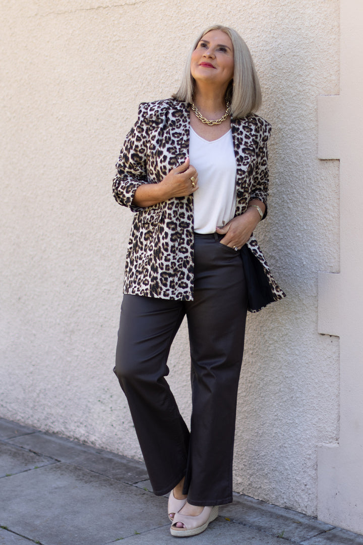 Sienna Leopard Blazer | BROWN