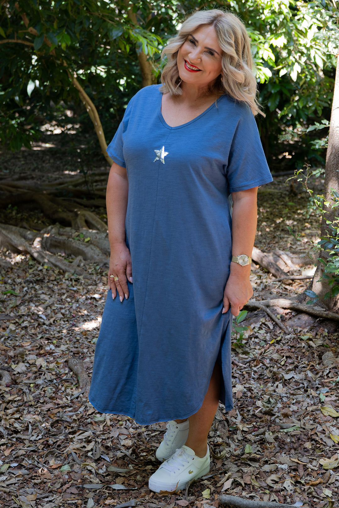 Lucky Star Tee Dress | Blue