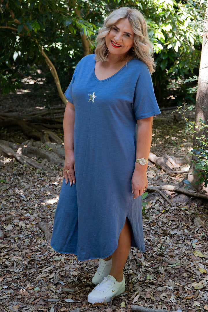 Lucky Star Tee Dress | Blue