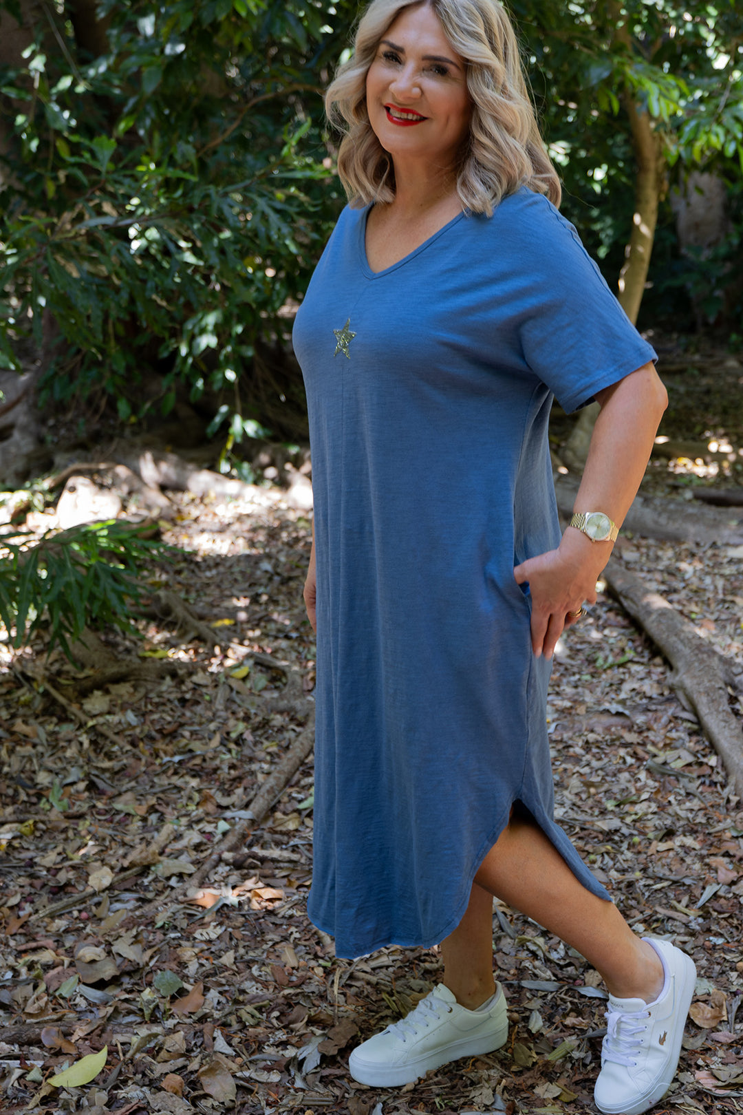 Lucky Star Tee Dress | Blue