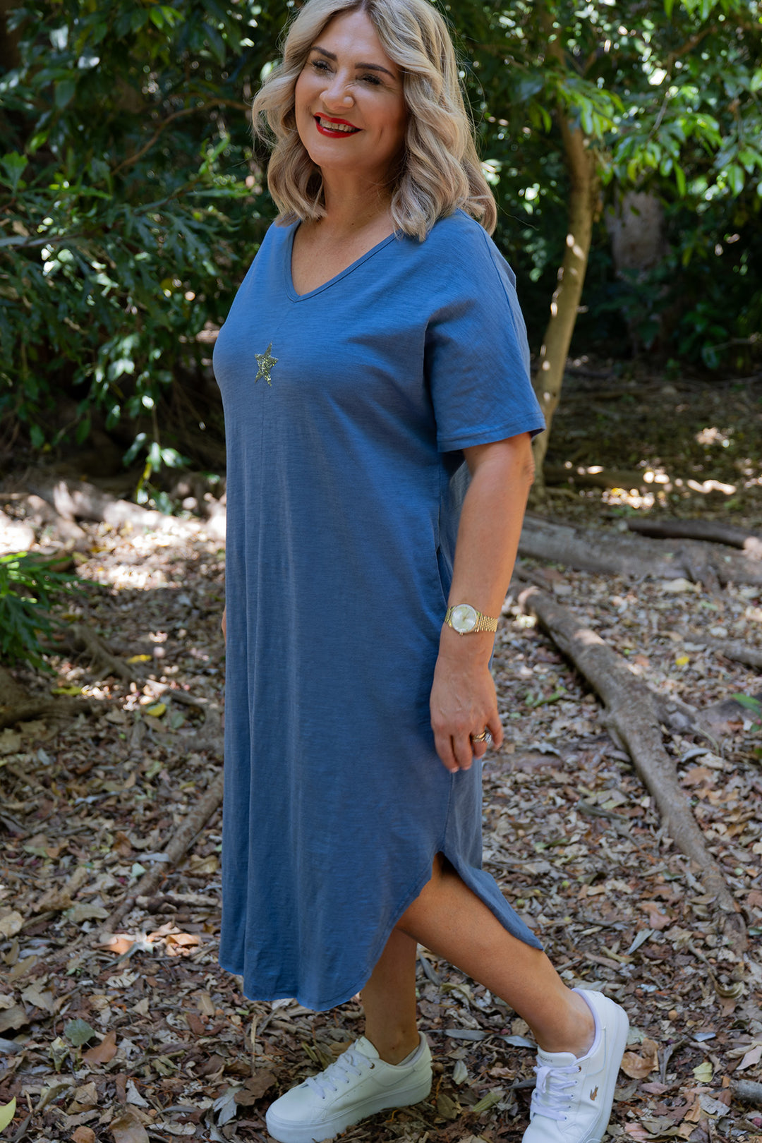 Lucky Star Tee Dress | Blue