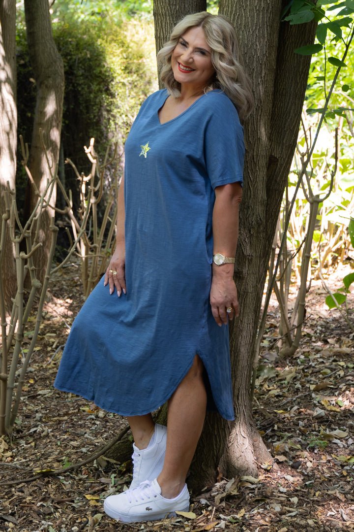 Lucky Star Tee Dress | Blue