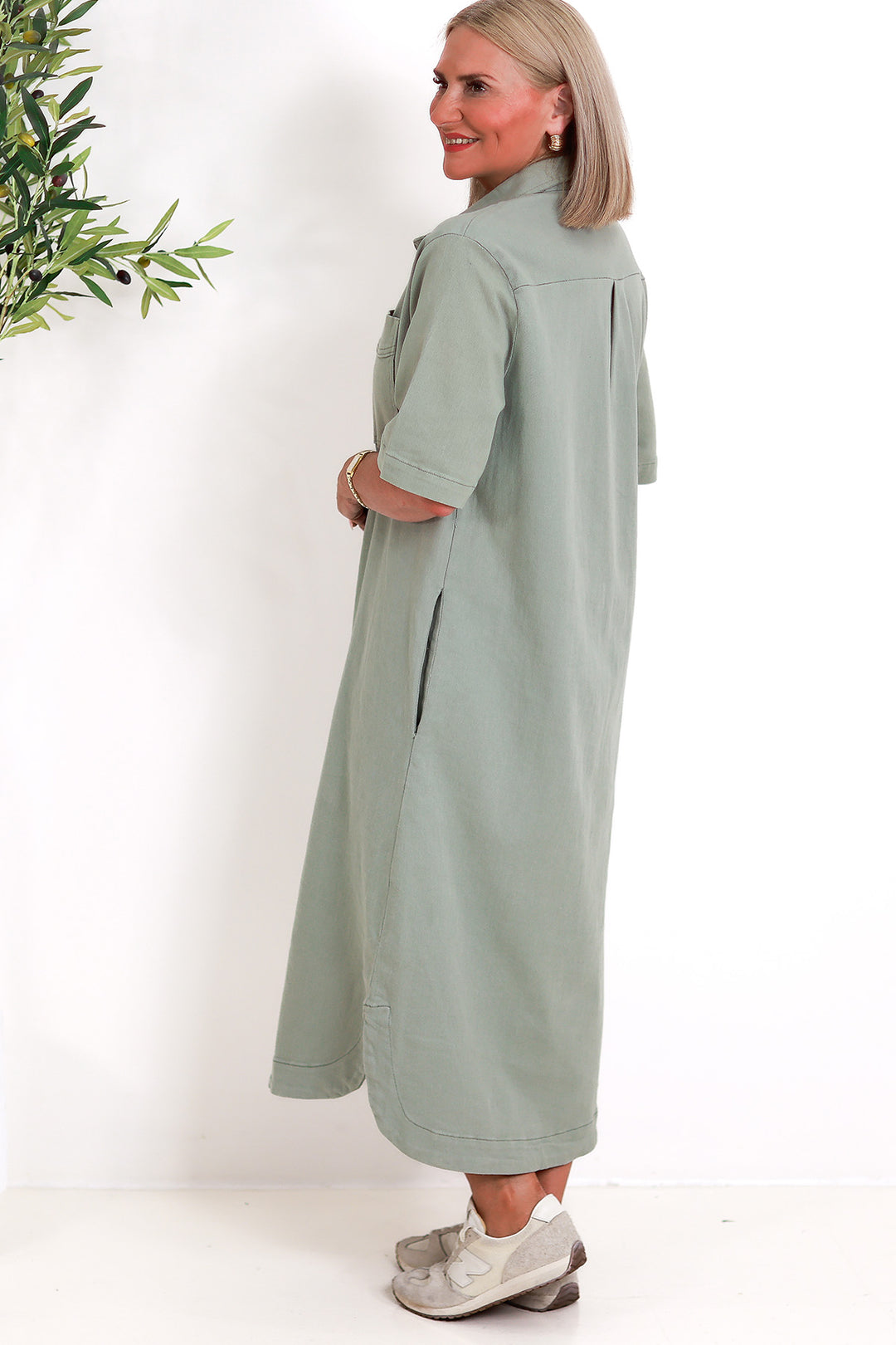 Malibu Denim Shirt Dress | SAGE GREEN