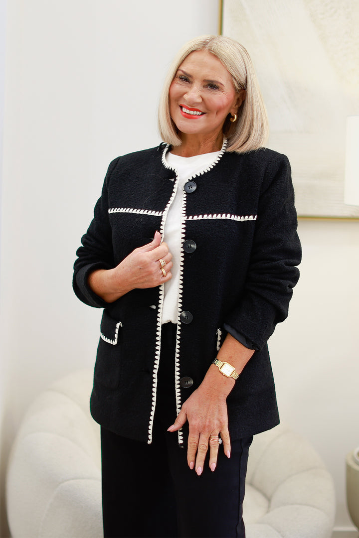Mia Micro Boucl'e Coat | BLACK