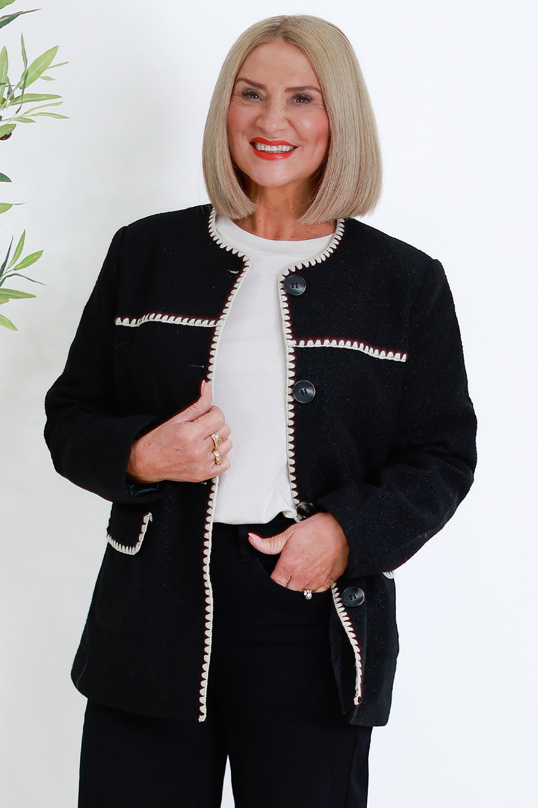 Mia Micro Boucl'e Coat | BLACK