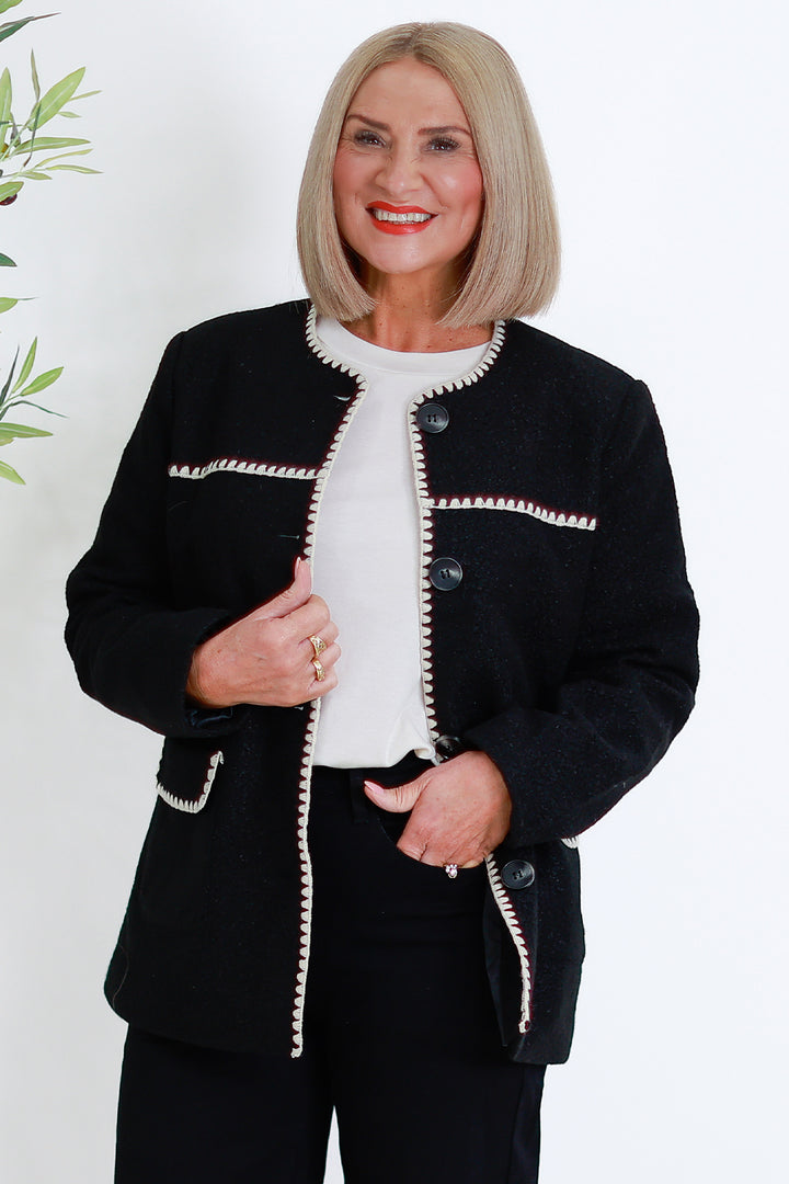 Mia Micro Boucl'e Coat | BLACK