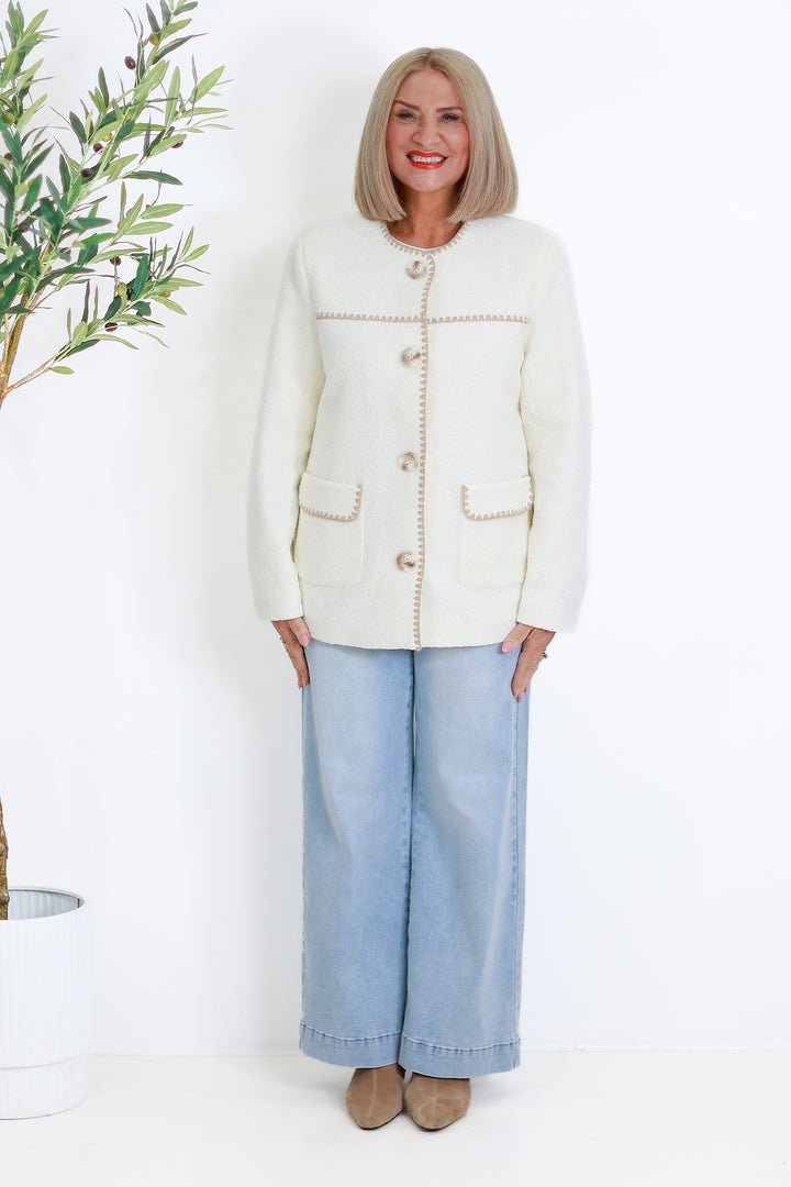 Mia Micro Boucl'e Coat | CREAM