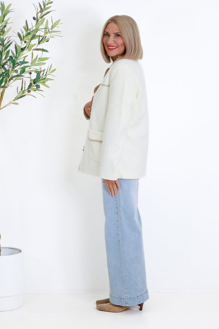Mia Micro Boucl'e Coat | CREAM