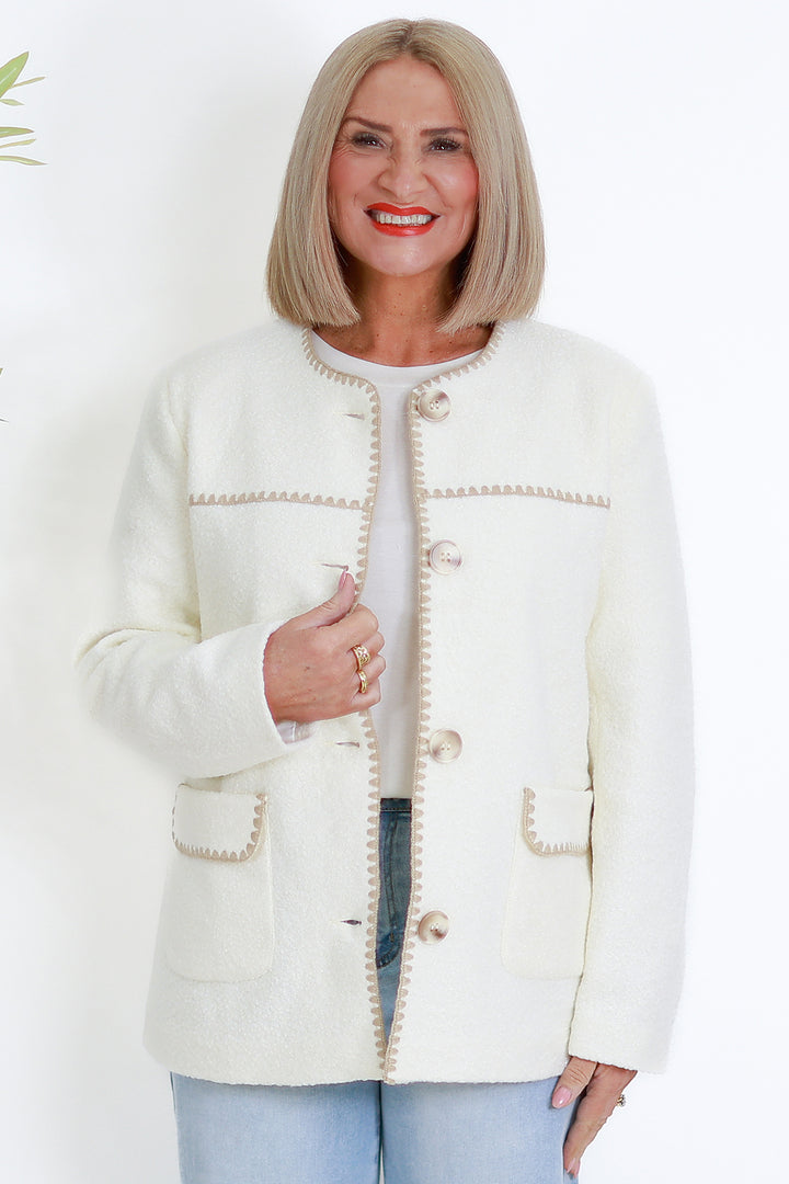 Mia Micro Boucl'e Coat | CREAM