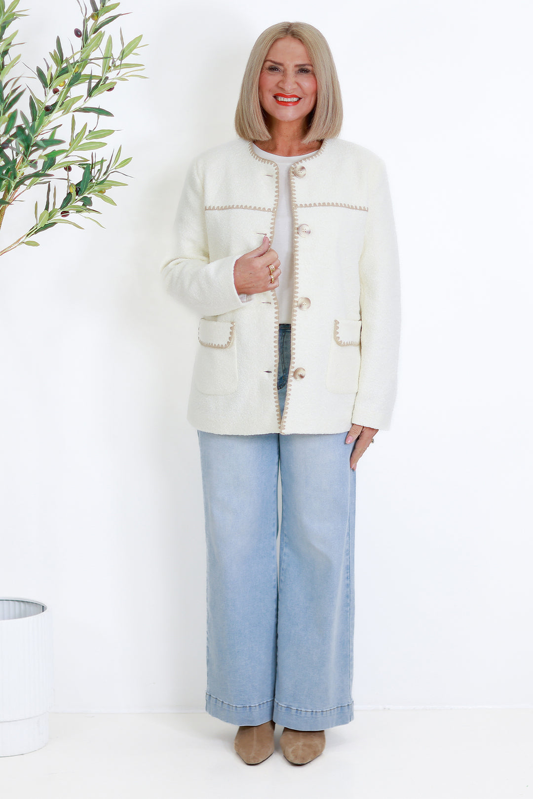 Mia Micro Boucl'e Coat | CREAM