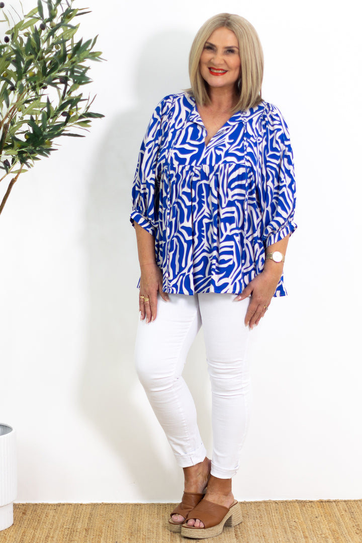 Oceana Drape Top | BLUE