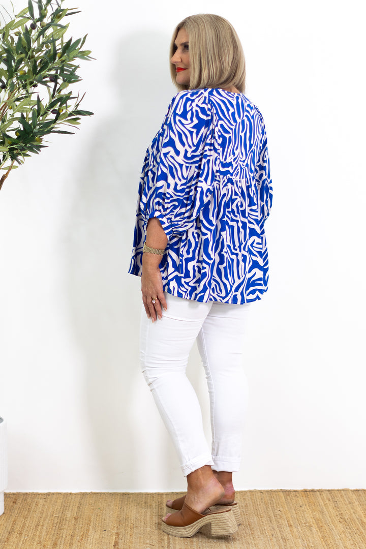 Oceana Drape Top | BLUE