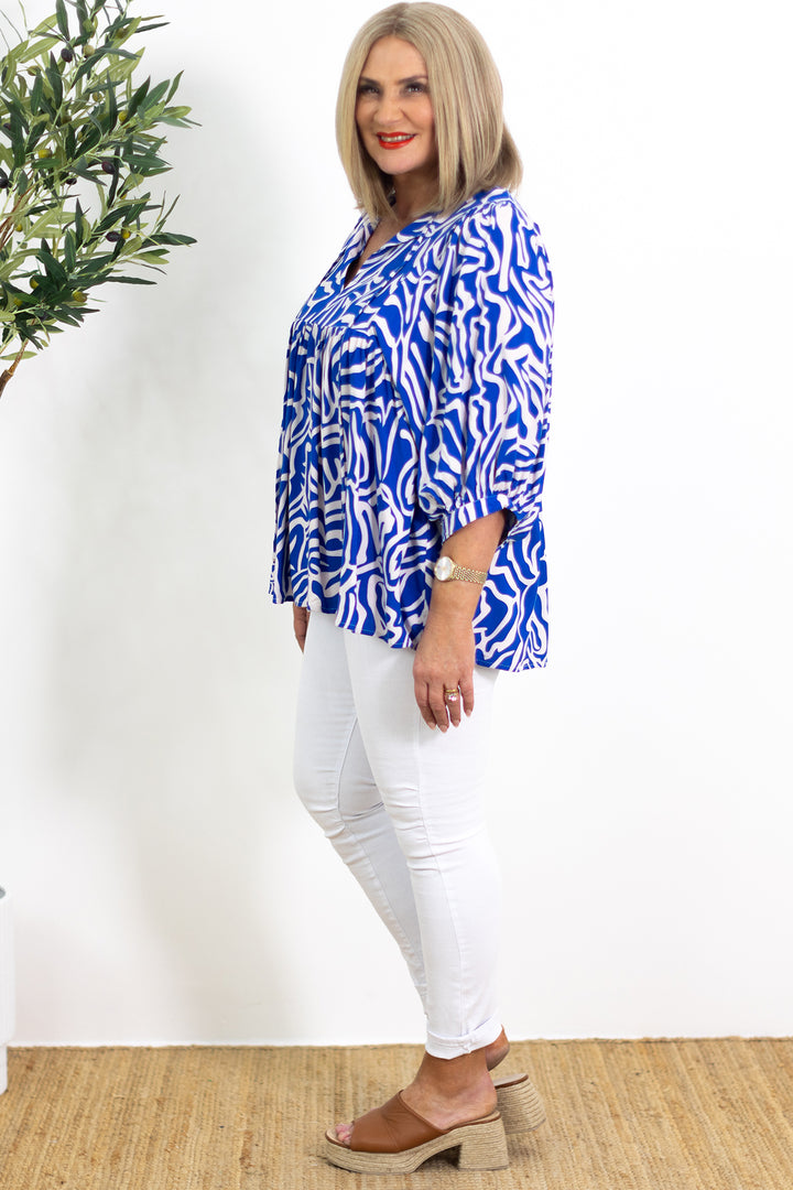 Oceana Drape Top | BLUE