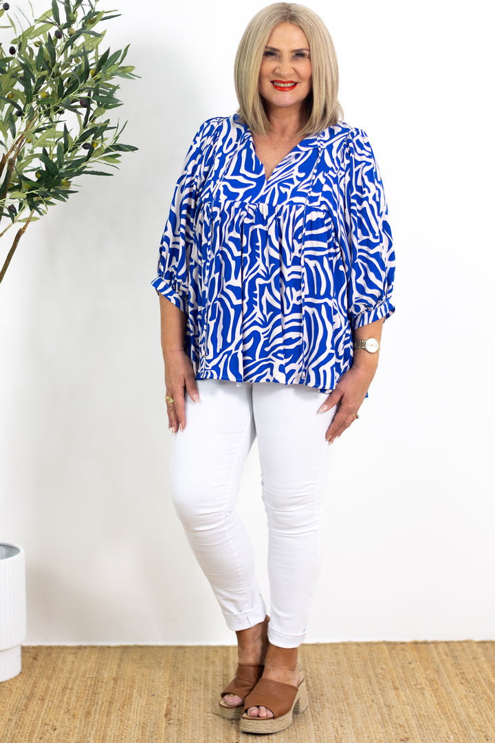 Oceana Drape Top | BLUE