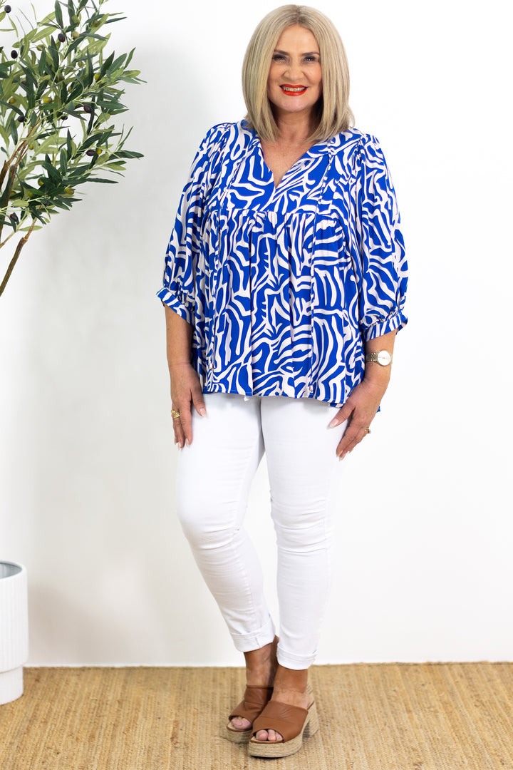 Oceana Drape Top | BLUE