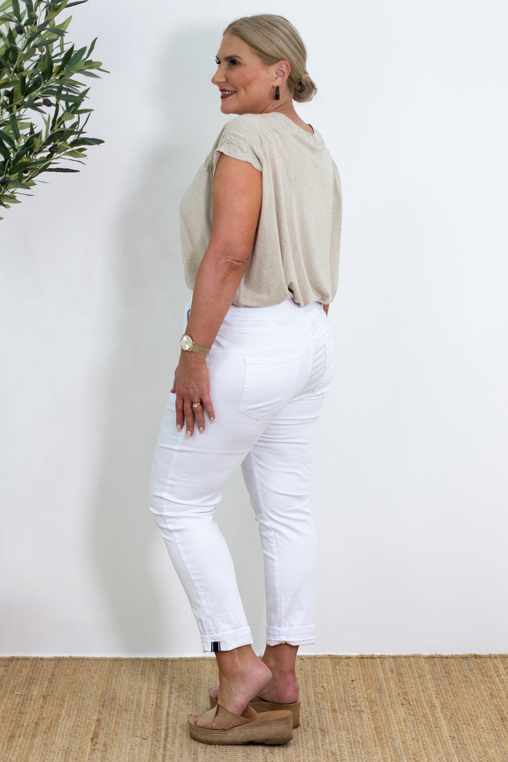 Corfu Stretch Denim | White