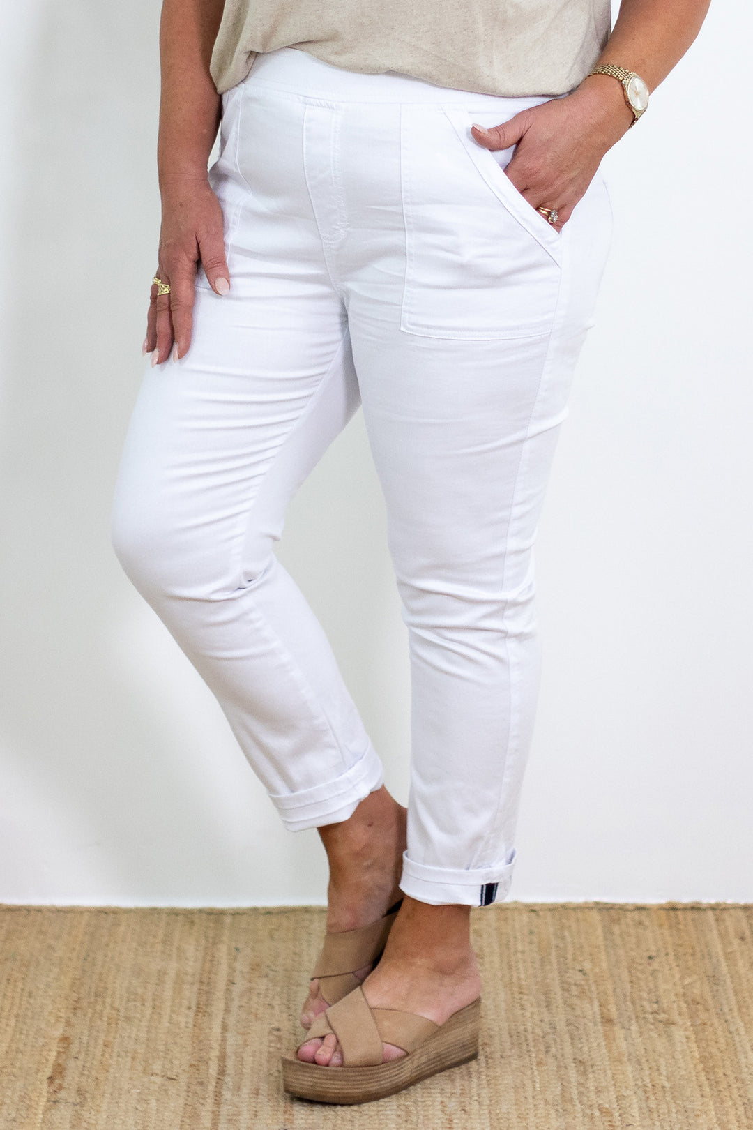Corfu Stretch Denim | White
