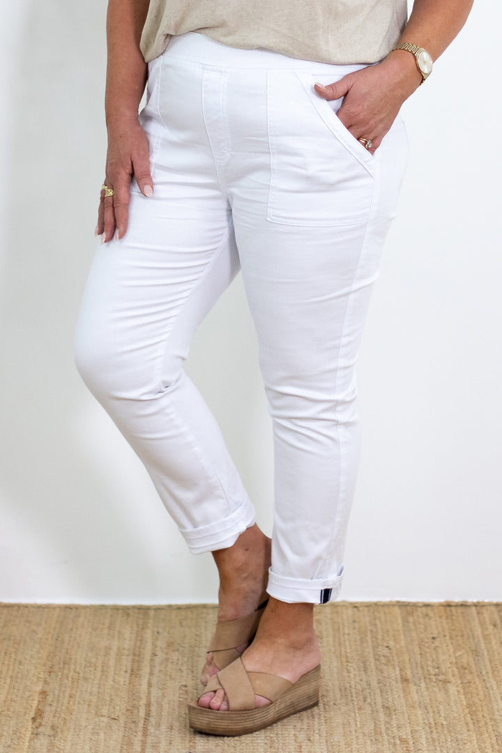 Corfu Stretch Denim | White