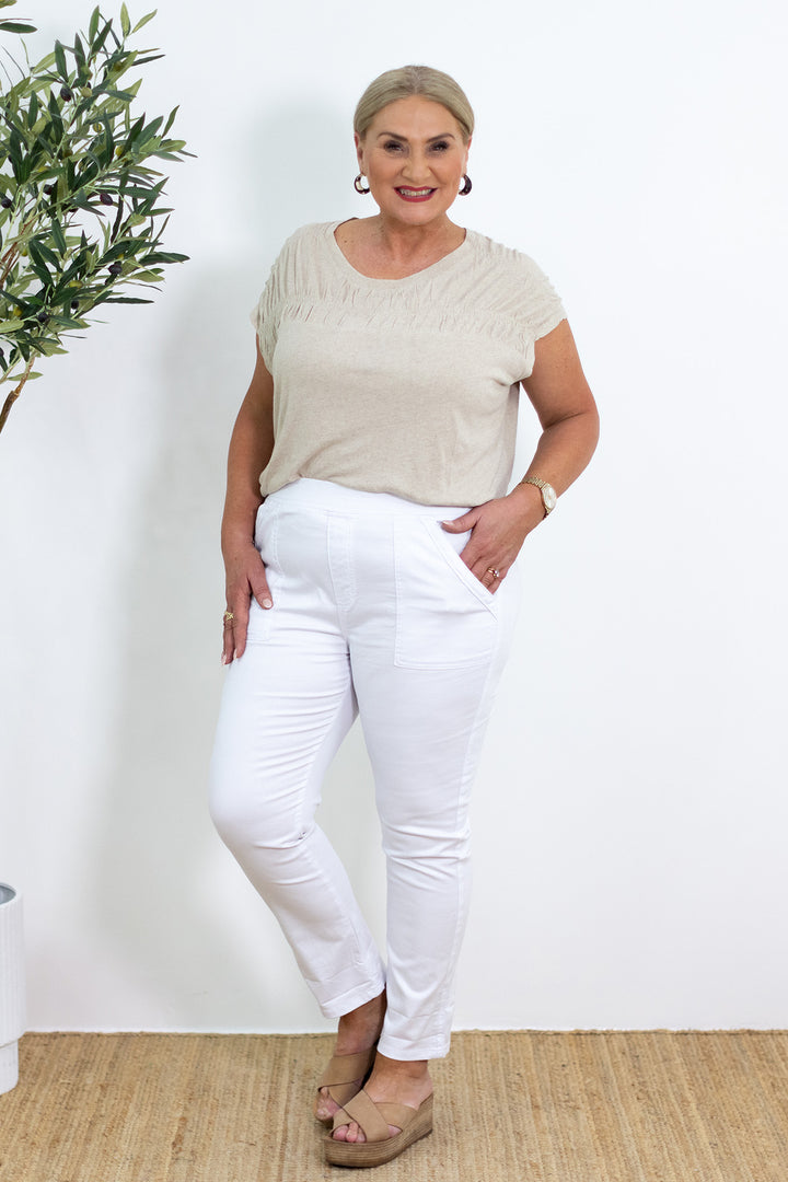 Corfu Stretch Denim | White
