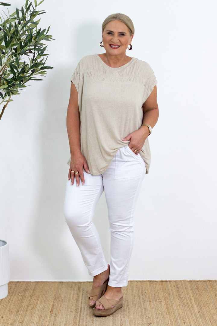 Corfu Stretch Denim | White