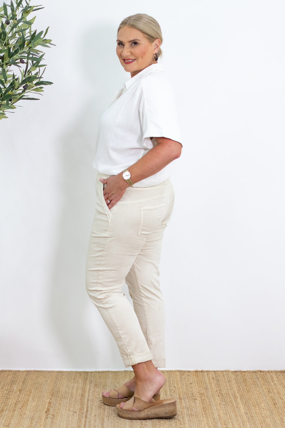 Corfu Stretch Denim| Natural