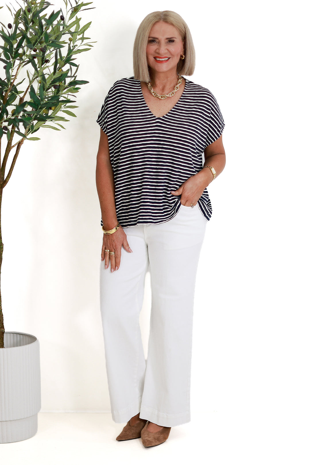 Tropea Stripe Tshirt | NAVY