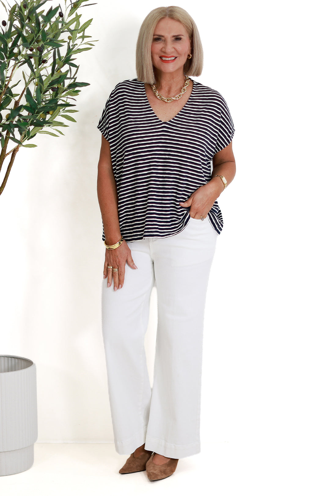 Tropea Stripe Tshirt | NAVY