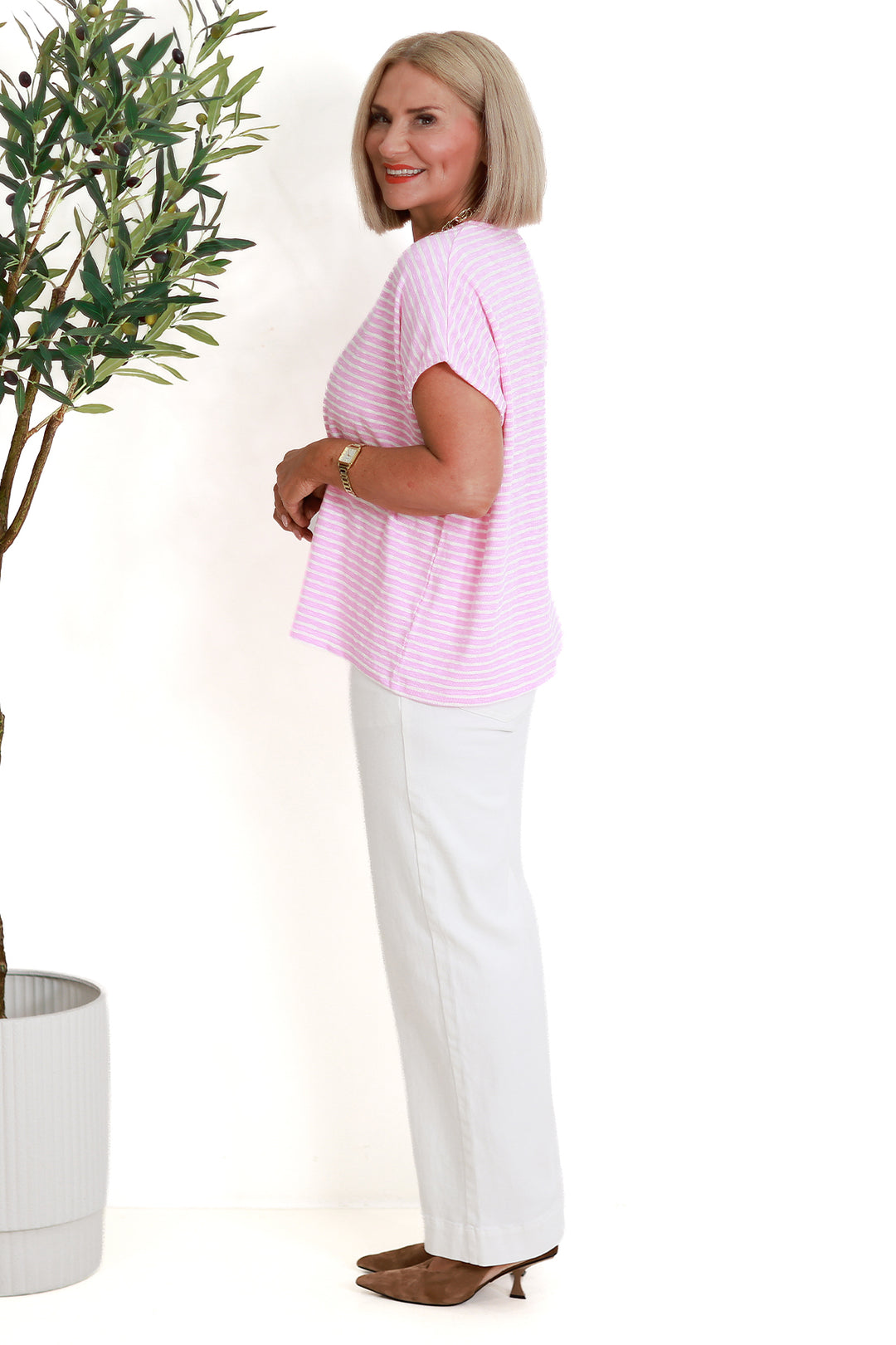 Tropea Stripe Tshirt | PINK