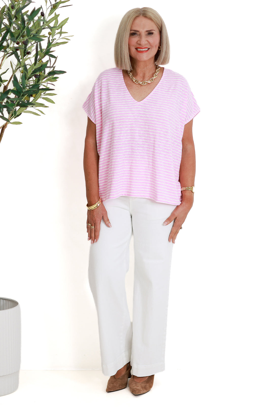 Tropea Stripe Tshirt | PINK