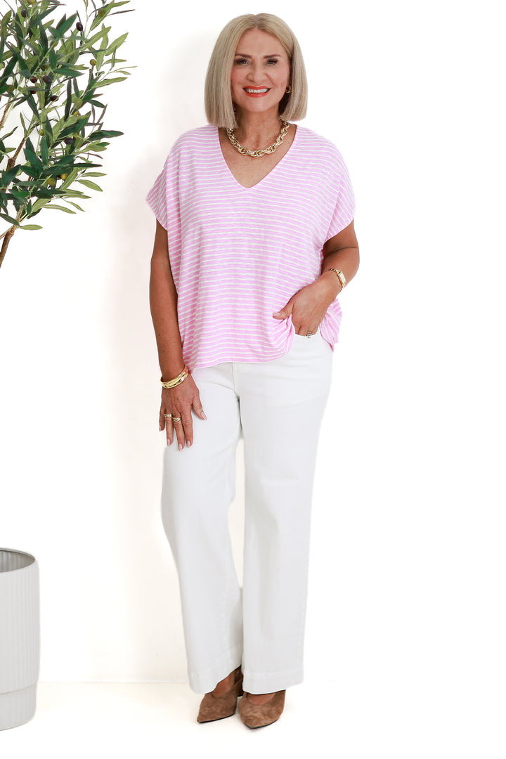 Tropea Stripe Tshirt | PINK