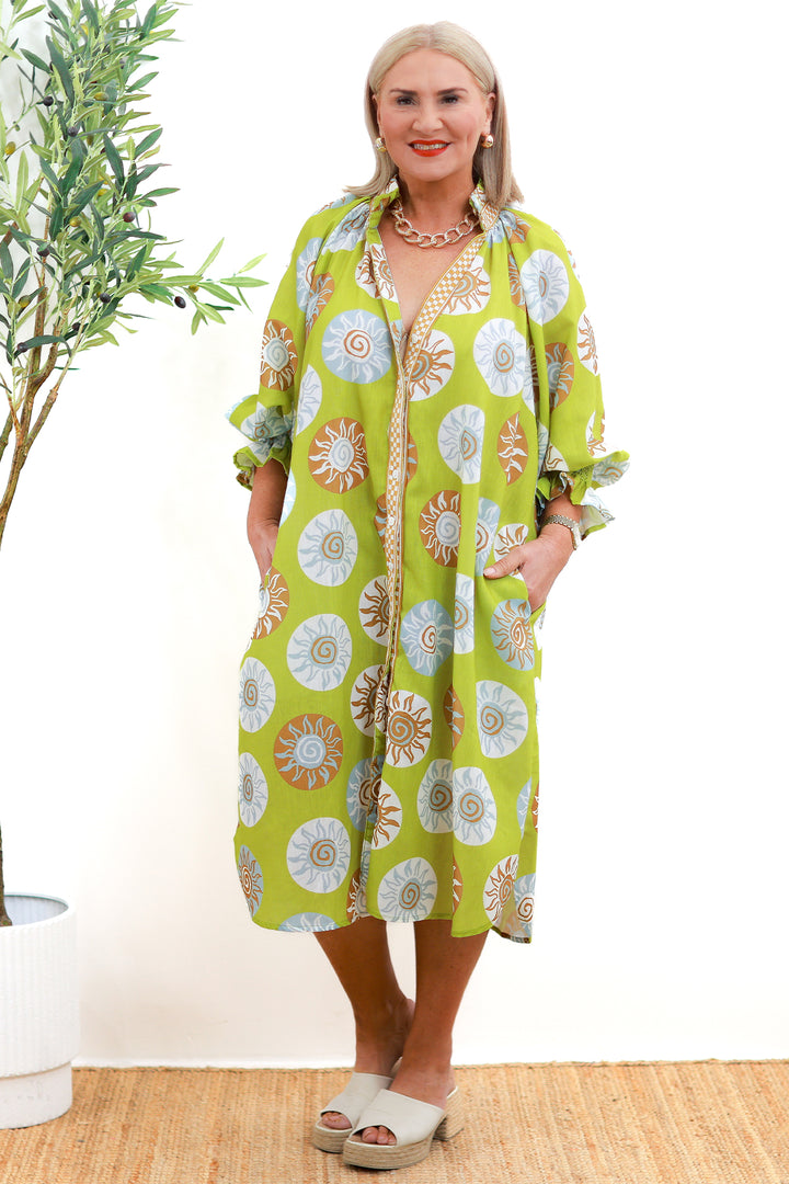 Sun Chaser Shirt Dress | GREEN & TAN
