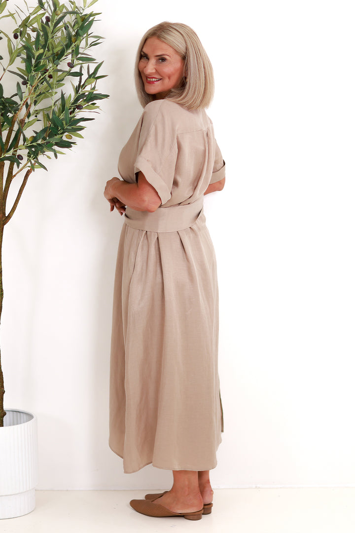 Riveria Relaxed TENCEL LINEN Shirt Dress | NATURAL