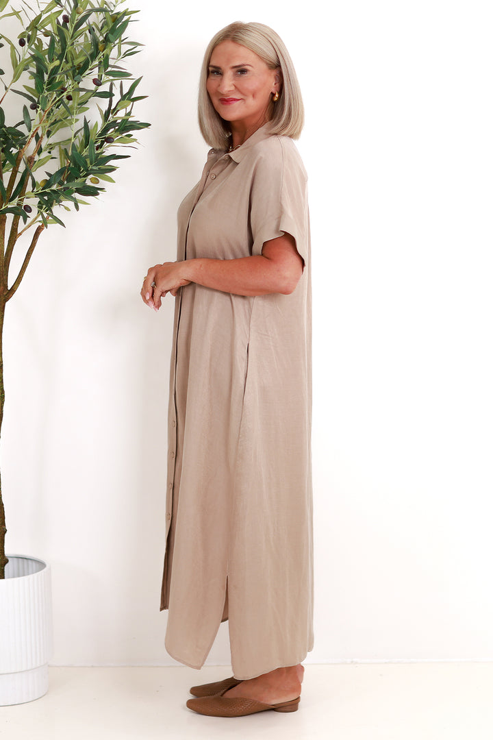 Riveria Relaxed TENCEL LINEN Shirt Dress | NATURAL