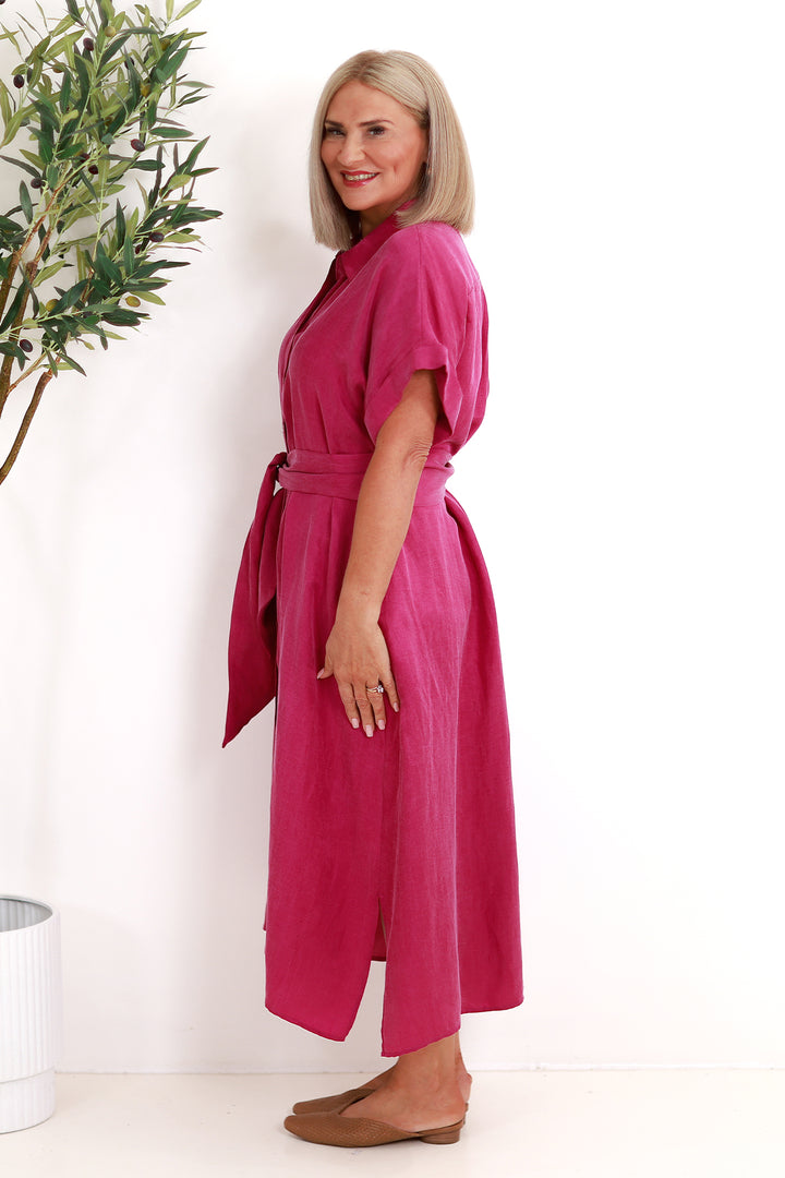 Riveria Relaxed TENCEL LINEN Shirt Dress | CAMELIA