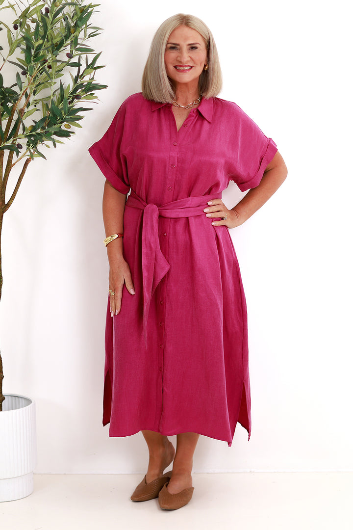 Riveria Relaxed TENCEL LINEN Shirt Dress | CAMELIA