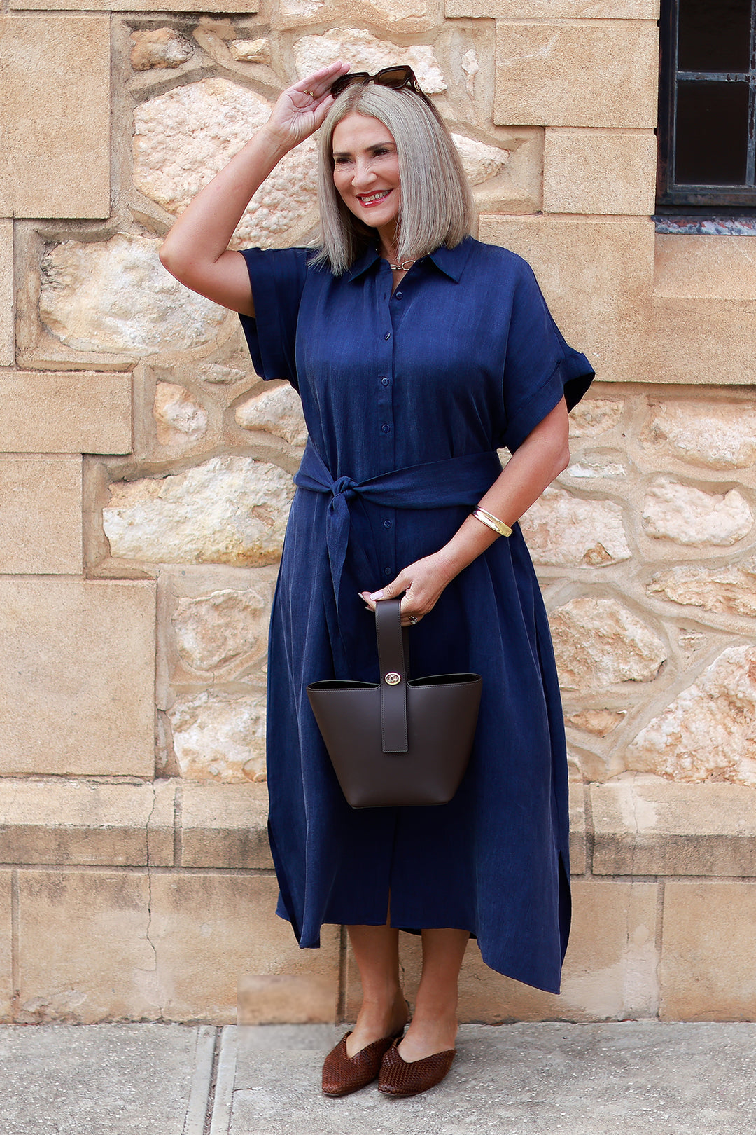 Riveria Relaxed TENCEL LINEN Shirt Dress | DARK BLUE