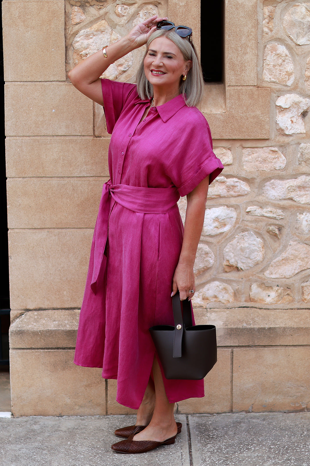 Riveria Relaxed TENCEL LINEN Shirt Dress | CAMELIA