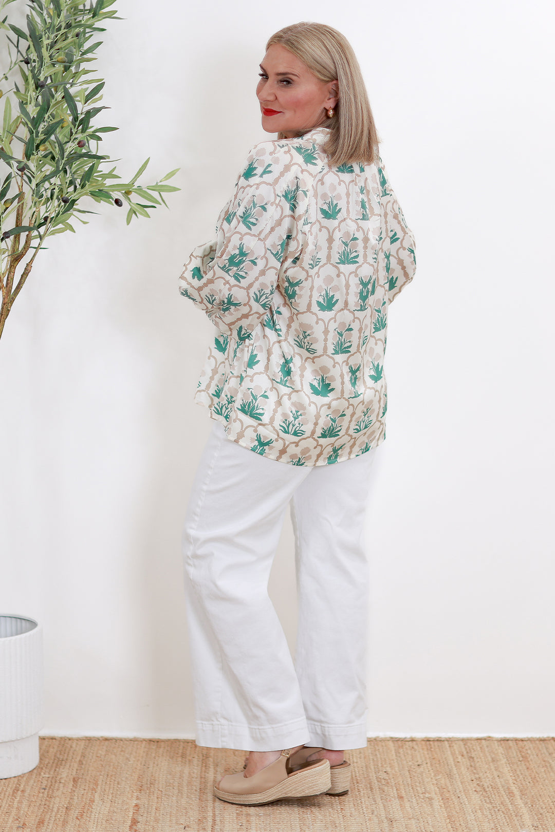 Rafina Shirt Collared | Ivory Patterned