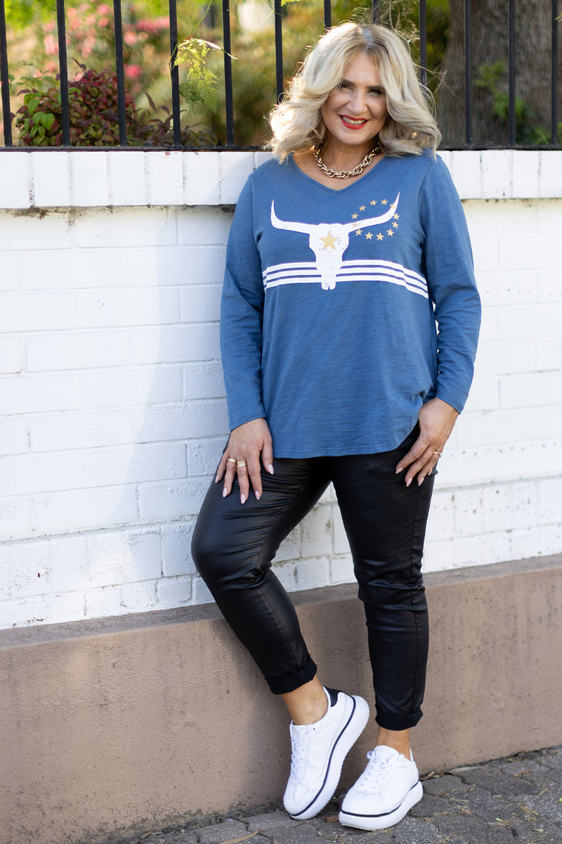 Rawhide Long Sleeve T | Steel Blue