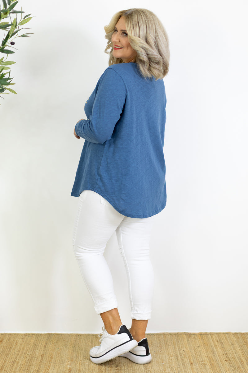 Rawhide Long Sleeve T | Steel Blue