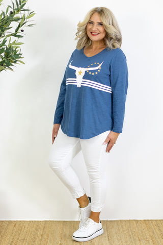 Rawhide Relaxed Tee | Blue
