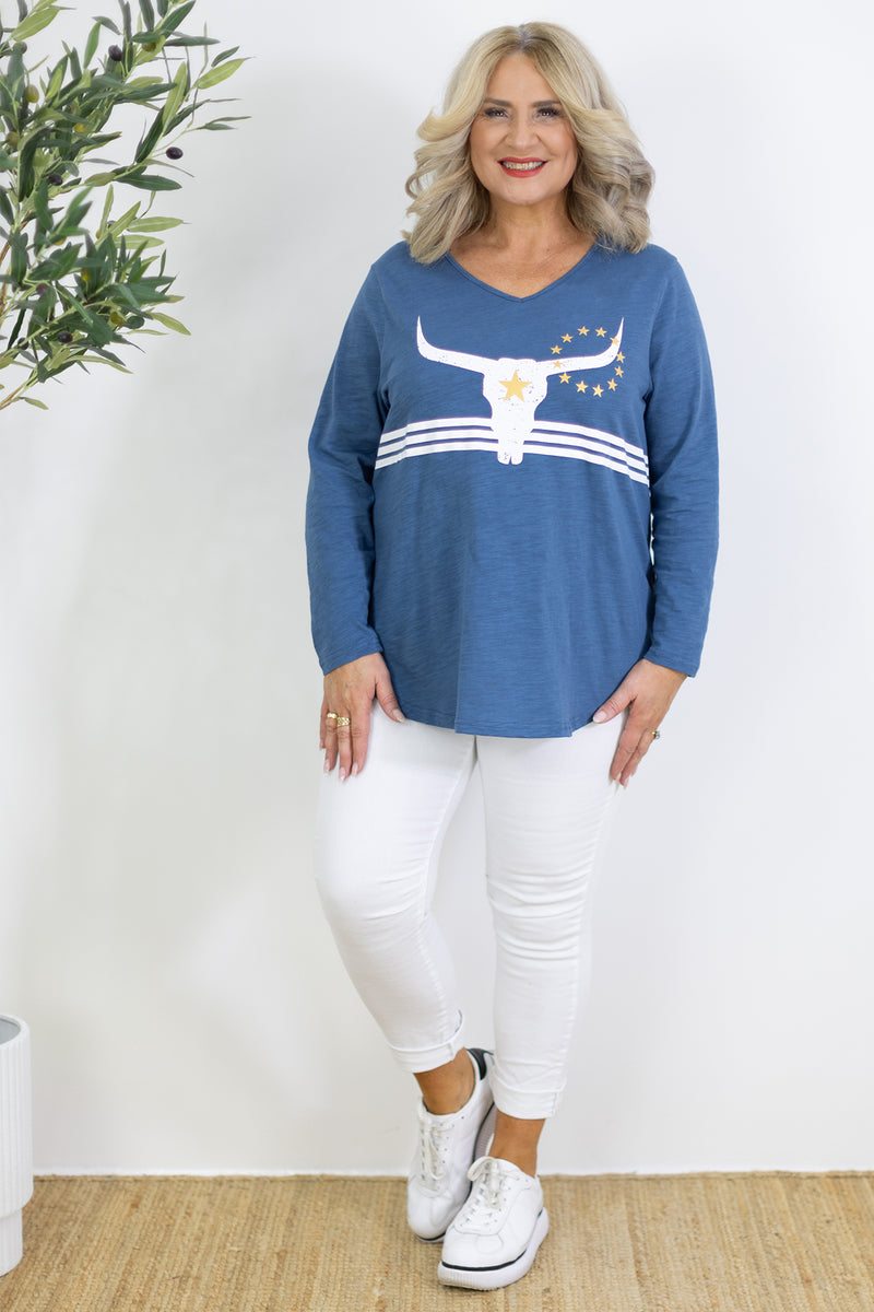 Rawhide Long Sleeve T | Steel Blue