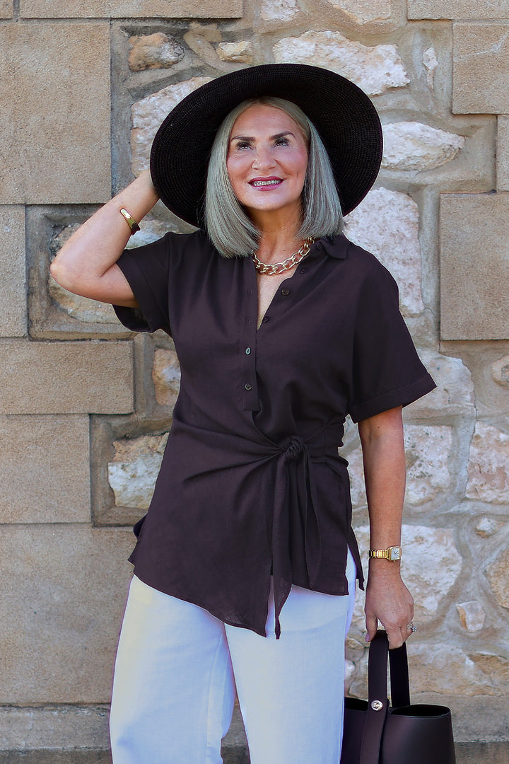 Sterling Collared Tie Shirt | COCO BROWN