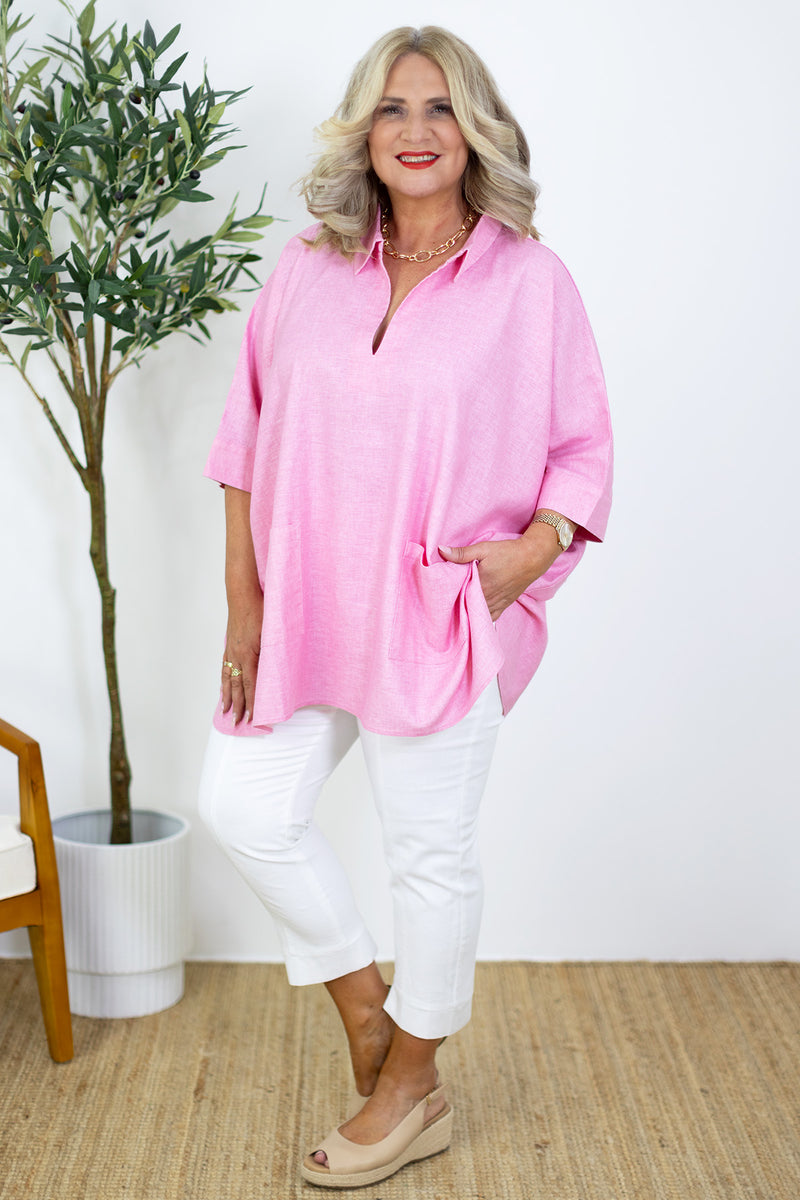 Oxford Collared Tunic | Pink